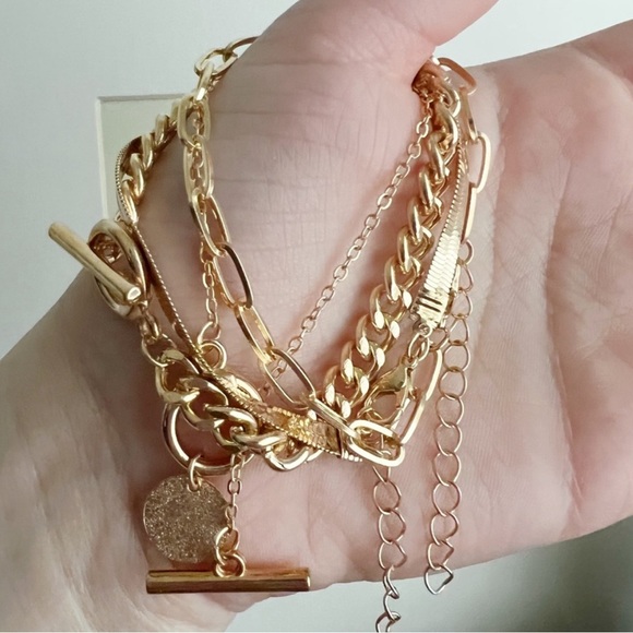 🎉HP🎉 Layered Round Charm Gold Bracelets (Boutique) - Picture 2 of 9